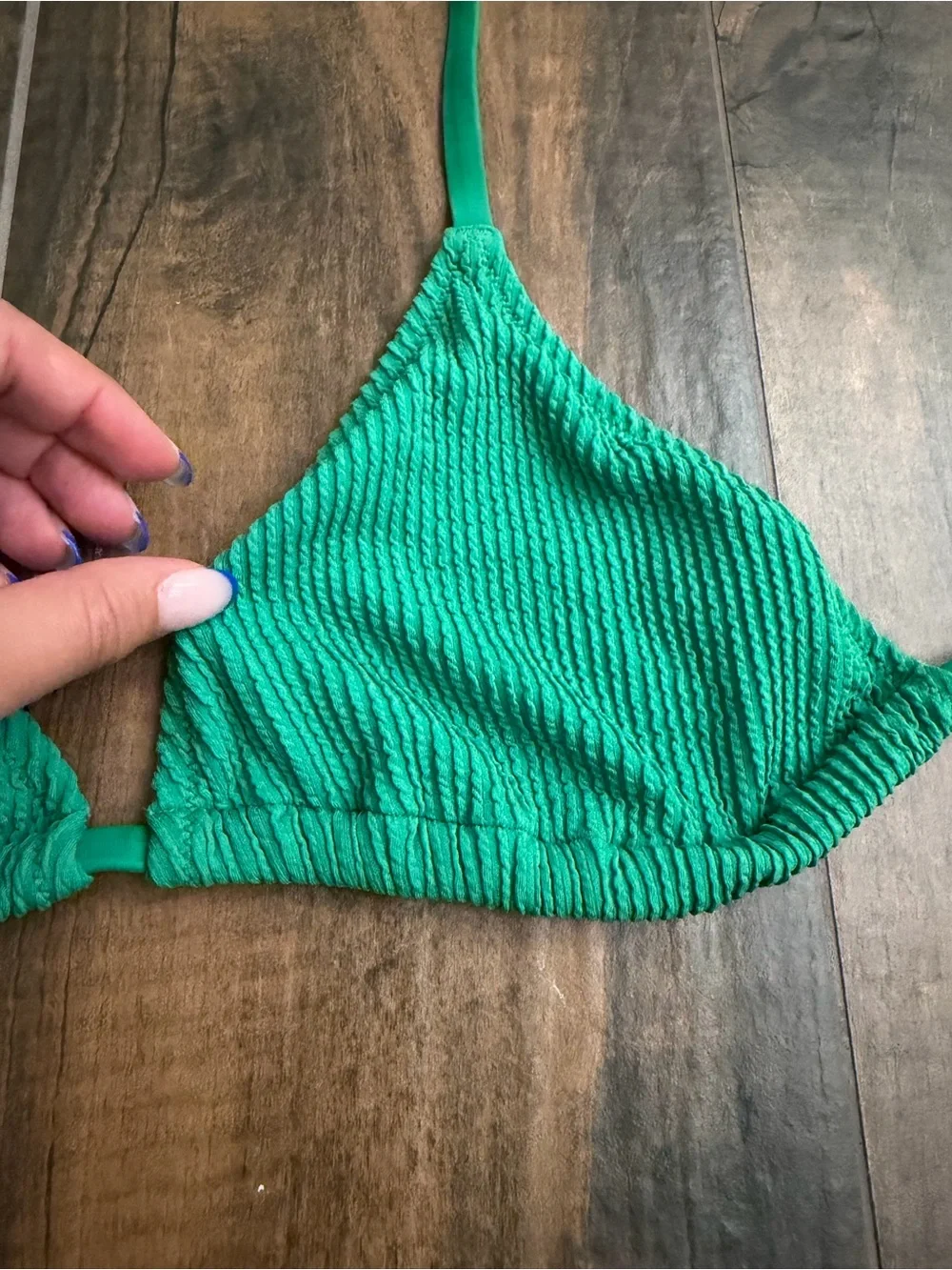 Textured Green Triangle Bikini Top aerie